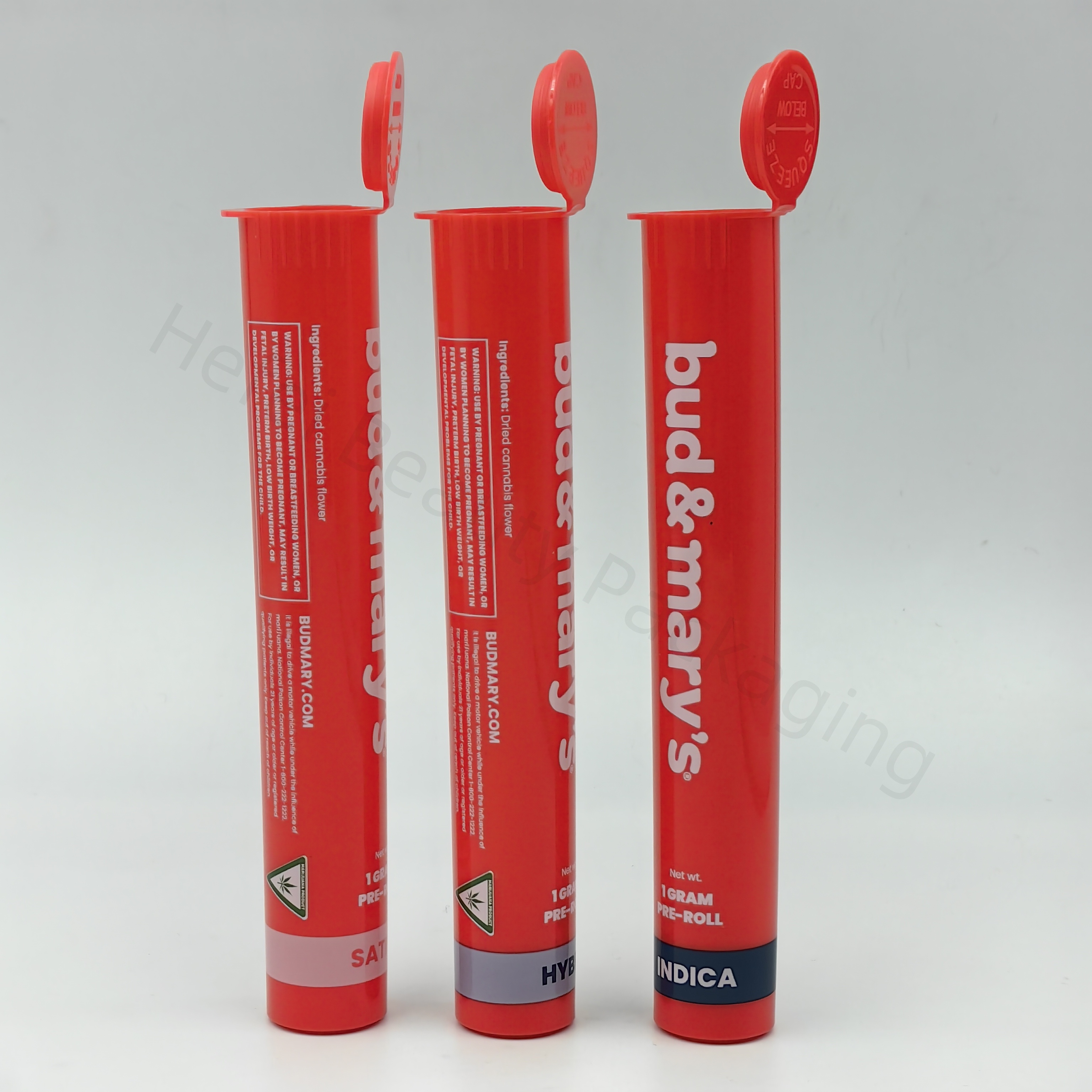 Red 116mm Open Cap Pop Top Tubes With Direct Printing - Airtight Smell Proof Containers/pre roll plastic tube