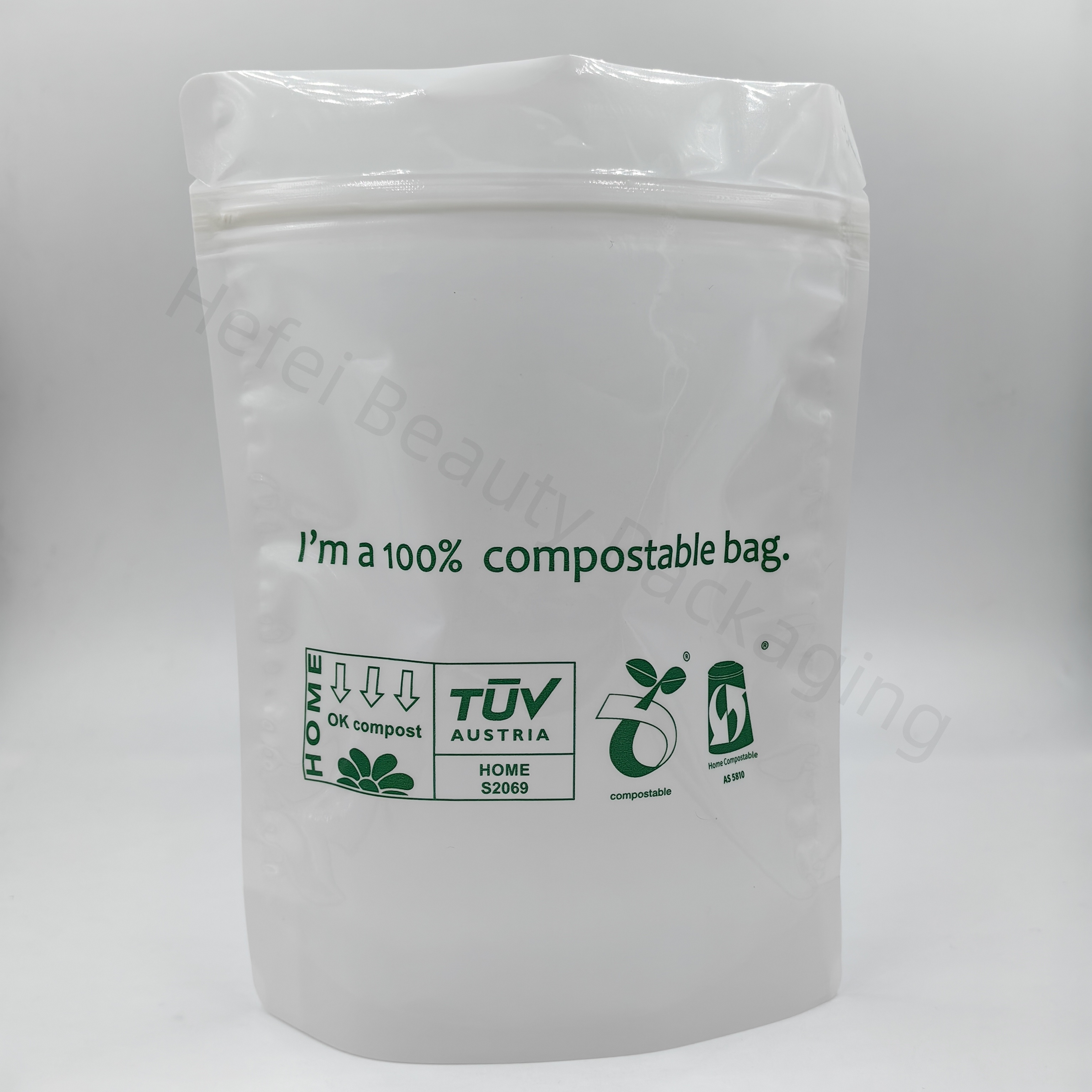 100% Compostable Biodegradable Zipper Lock Resealable Bags Custom Color And Printing